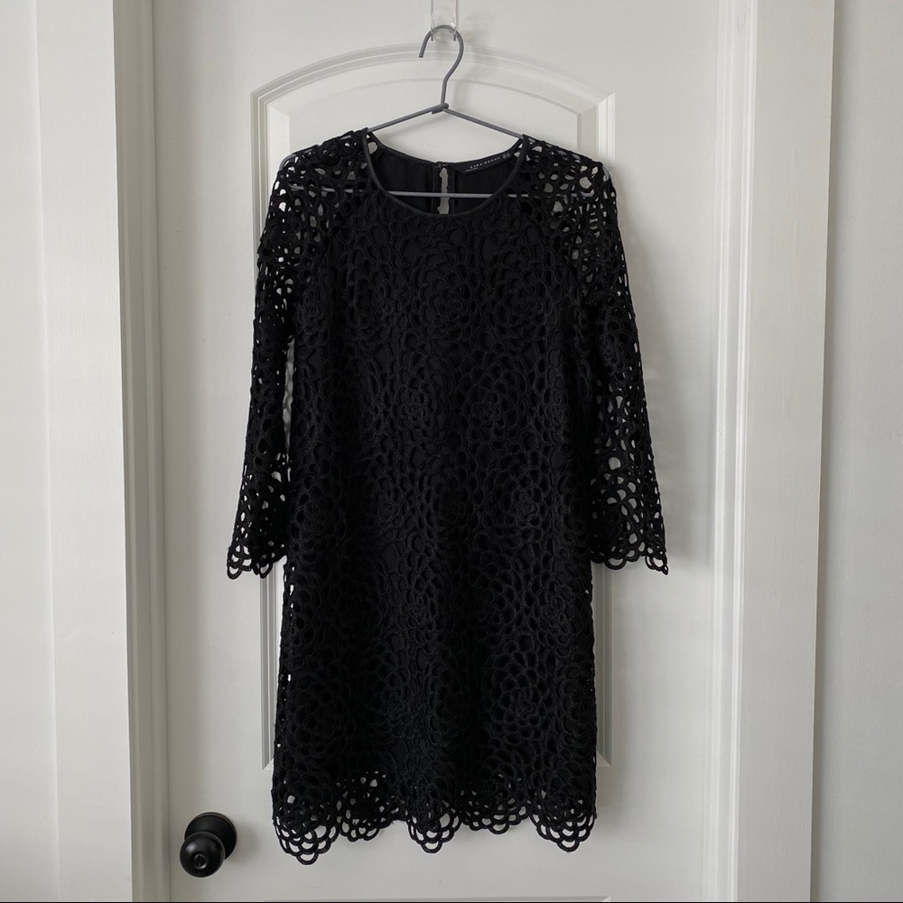 Zara Black Scalloped Lace Dress
